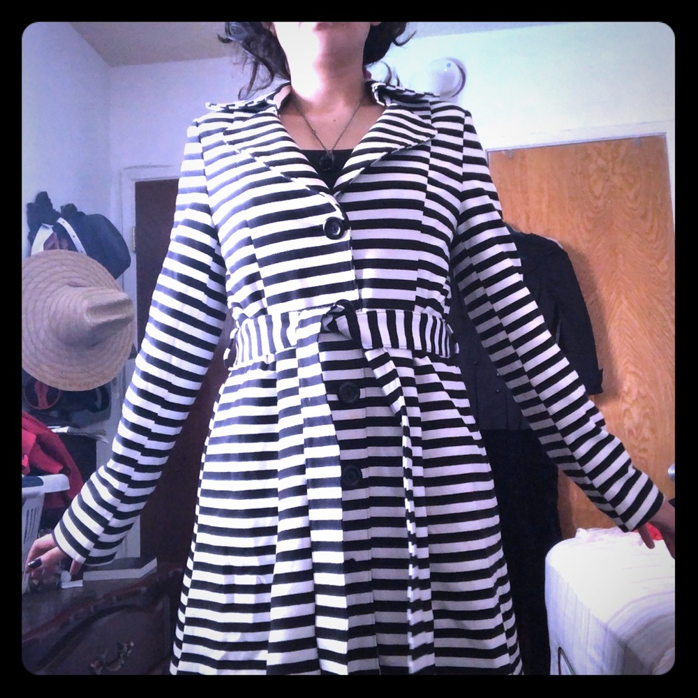 Black and white striped coat